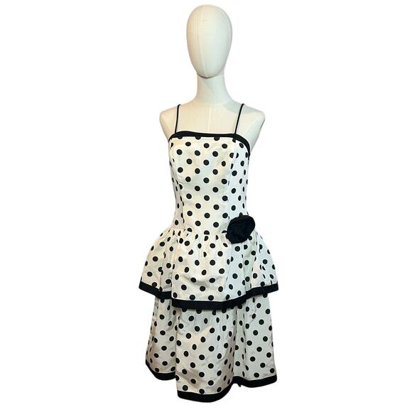 Vintage S.L. Fashions Polka Dot Puff Sleeve Midi Dress Red Size 9